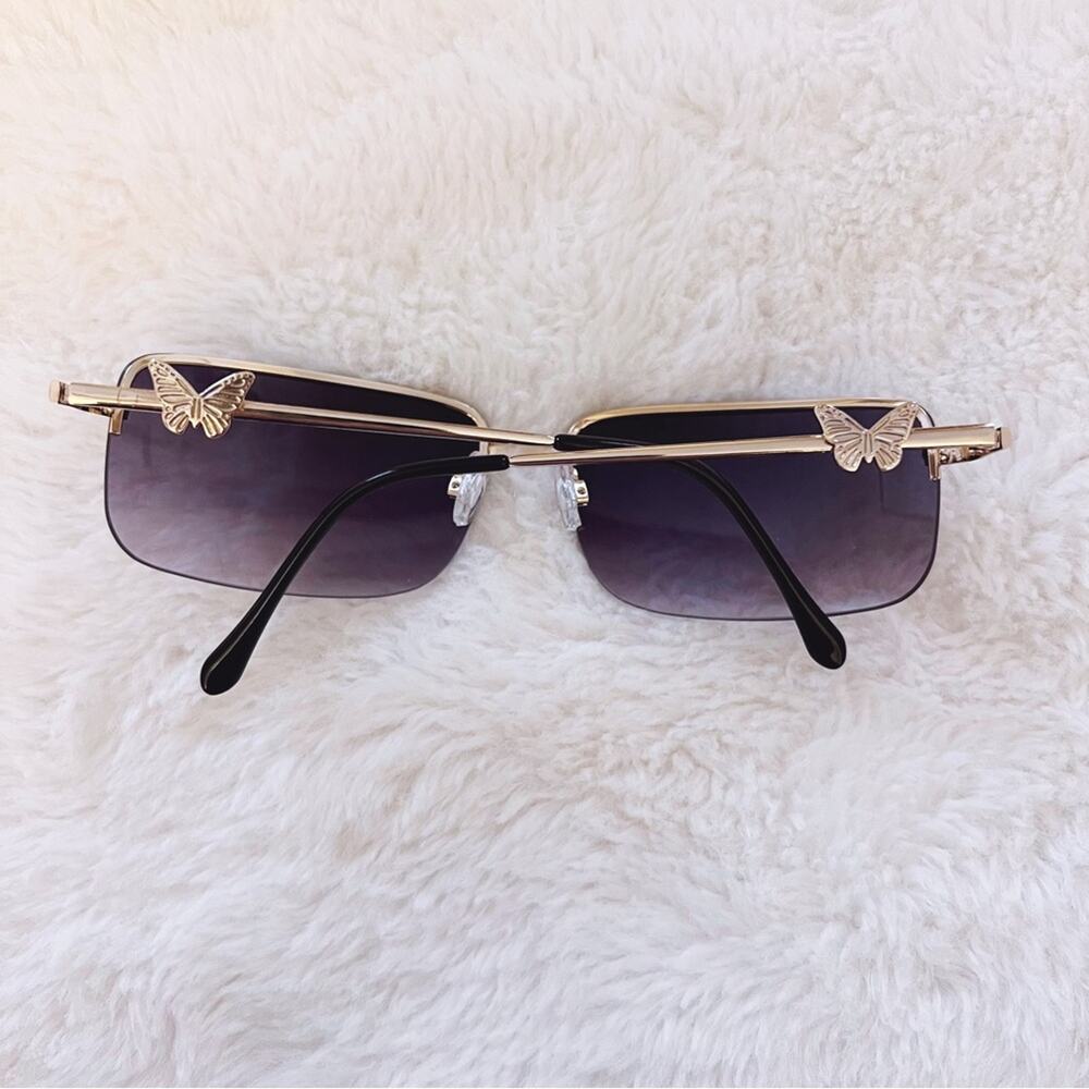 Delia Black Rimless Butterfly Accent Sunglasses - Picture 11 of 11
